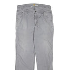 CARHARTT Mens Grey Regular Fit Straight Leg Cotton Blend Trousers W34 L32