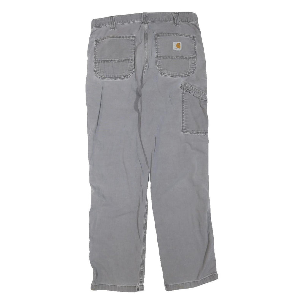 CARHARTT Mens Grey Regular Fit Straight Leg Cotton Blend Trousers W34 L32