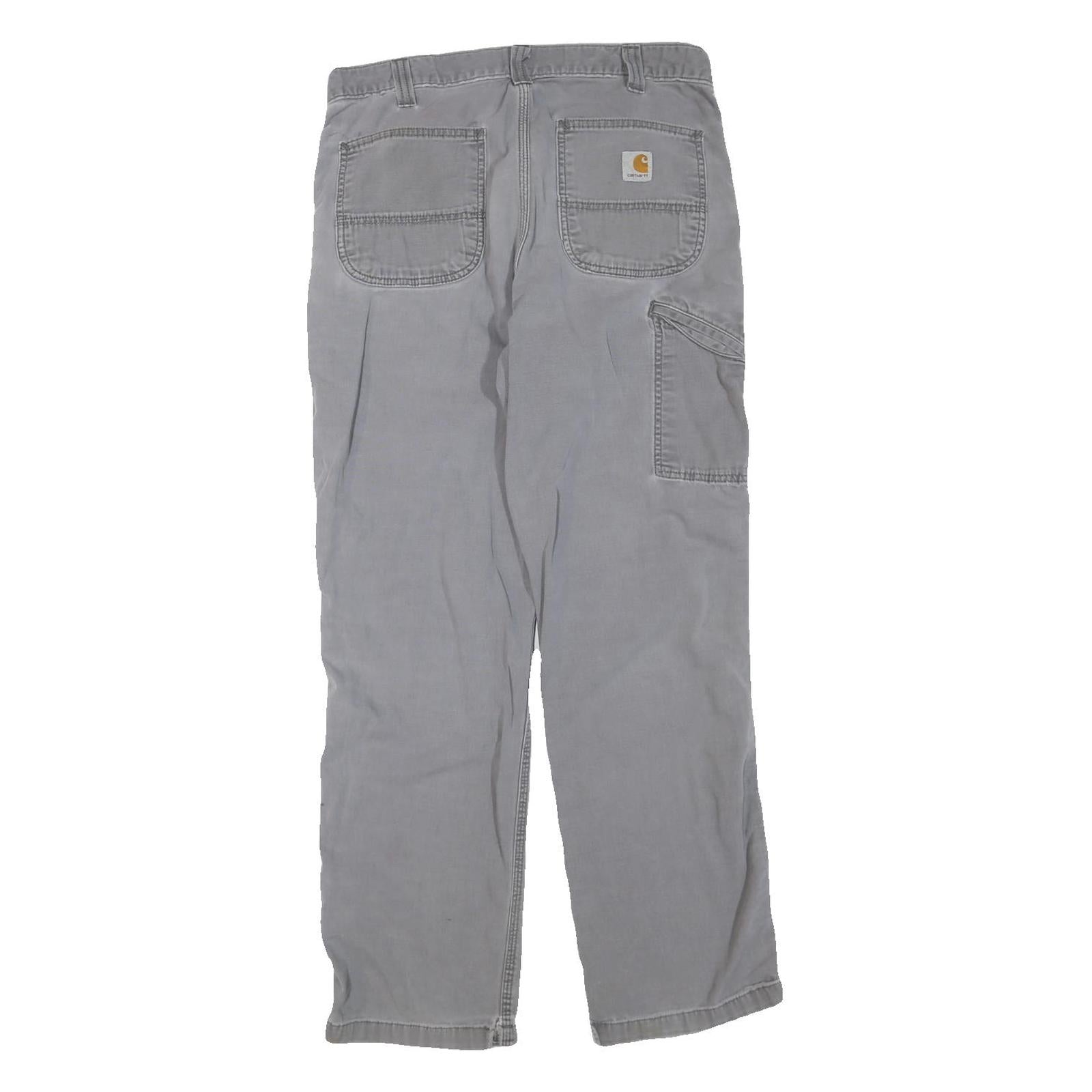 CARHARTT Mens Grey Regular Fit Straight Leg Cotton Blend Trousers W34 L32