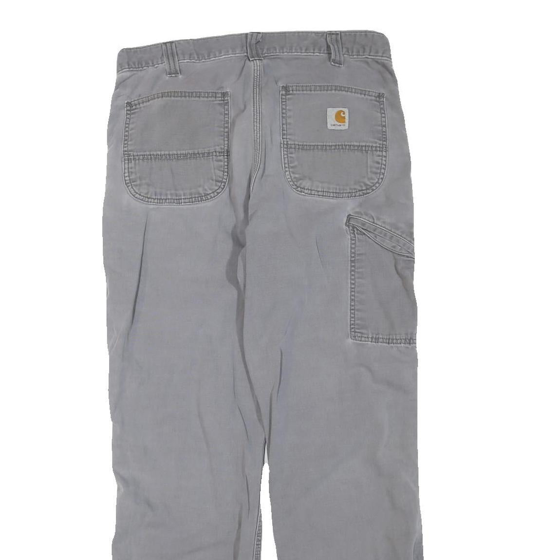 CARHARTT Mens Grey Regular Fit Straight Leg Cotton Blend Trousers W34 L32
