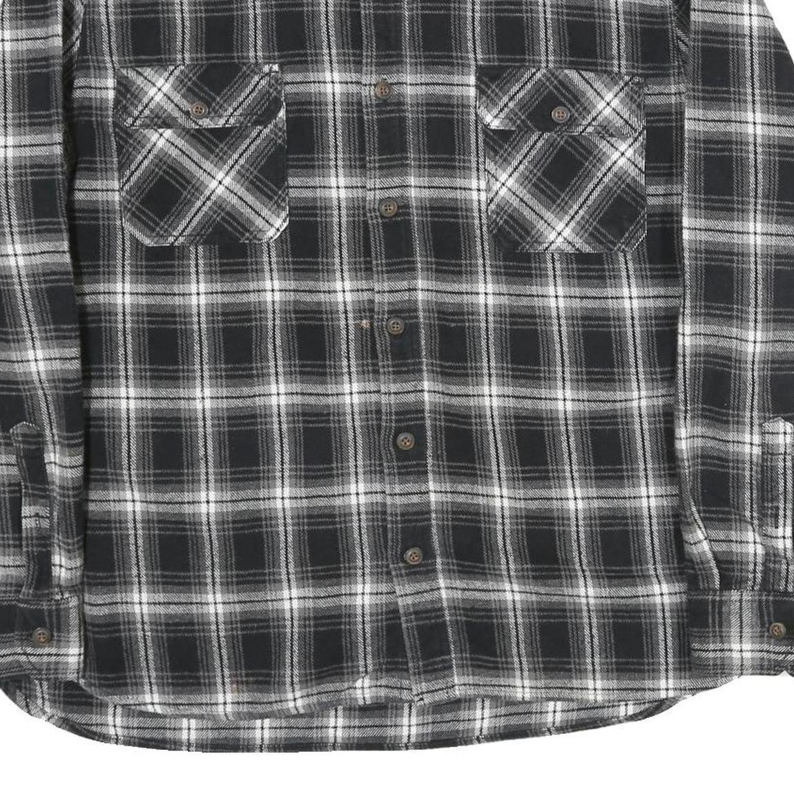 JACHS Mens Black & White Plaid Cotton Shirt 2XL Long Sleeve Button Front Classic