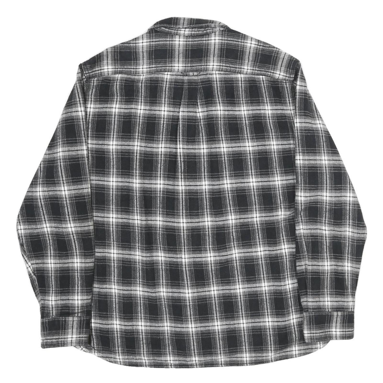 JACHS Mens Black & White Plaid Cotton Shirt 2XL Long Sleeve Button Front Classic