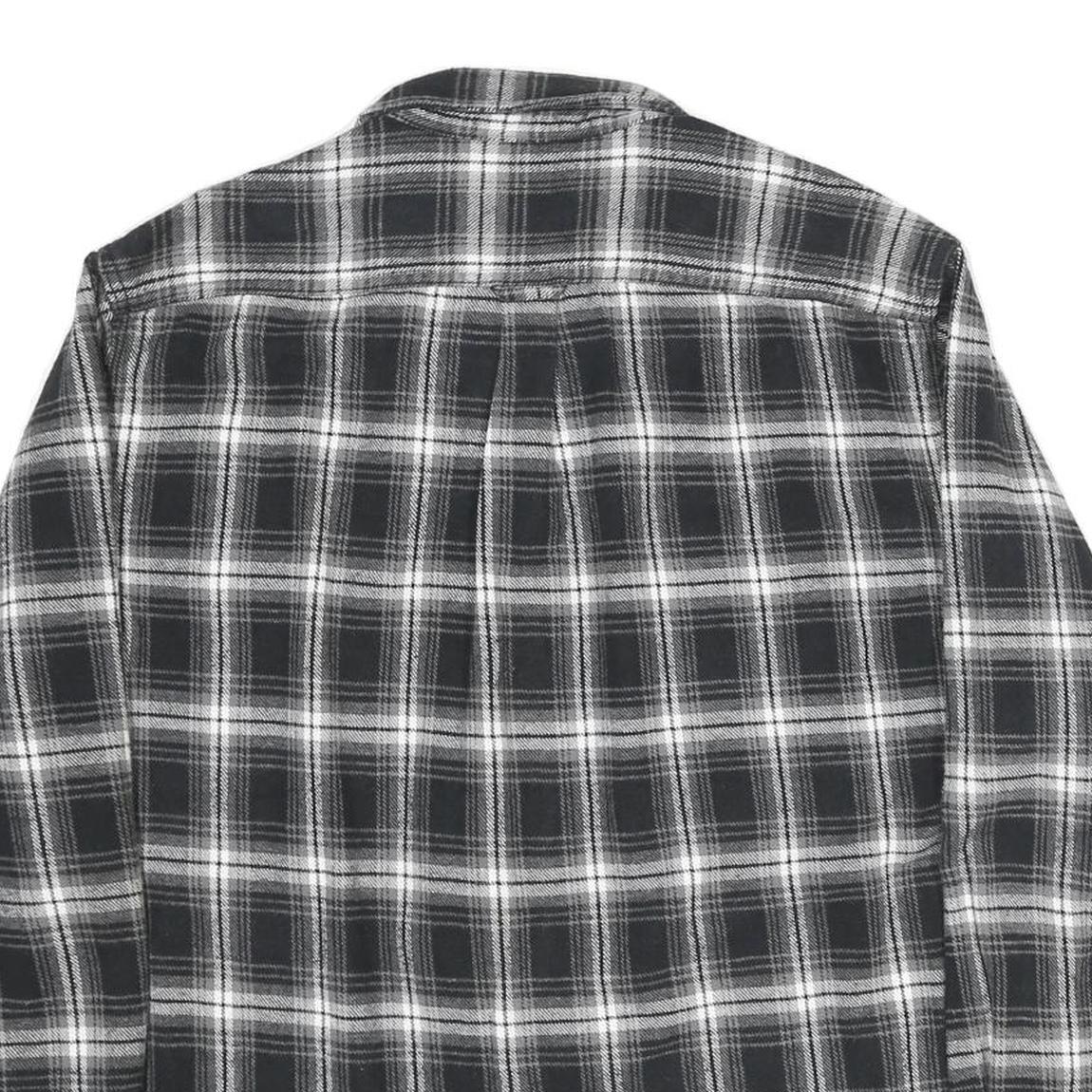 JACHS Mens Black & White Plaid Cotton Shirt 2XL Long Sleeve Button Front Classic