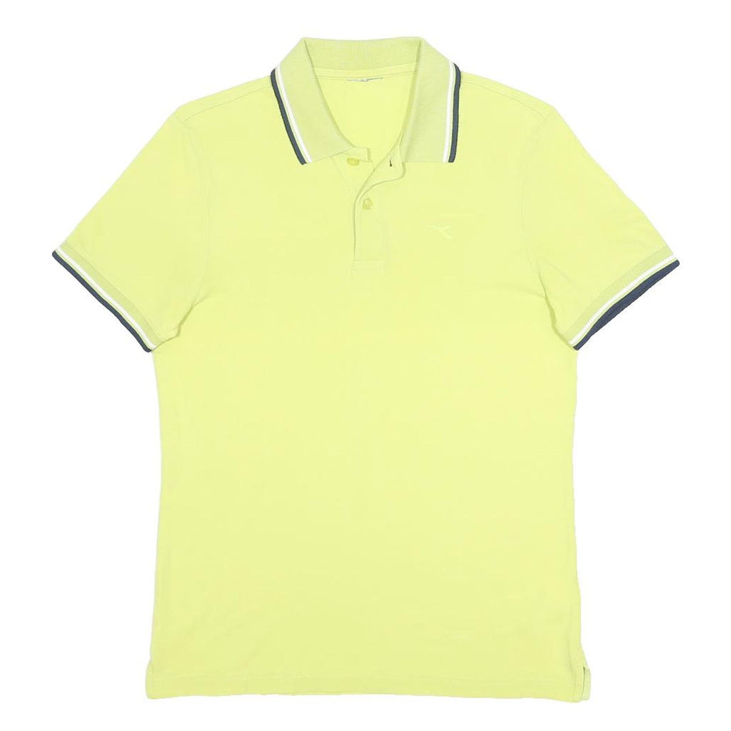 DIADORA Mens Yellow Polo Shirt S Cotton Short Sleeve Basic Sport Casual