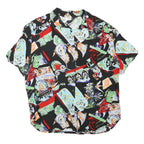 CV Womens Black Pattern Rayon Shirt L Printed Casual Summer Style