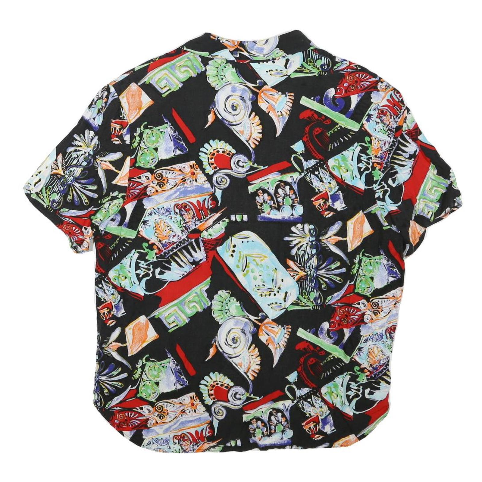 CV Womens Black Pattern Rayon Shirt L Printed Casual Summer Style