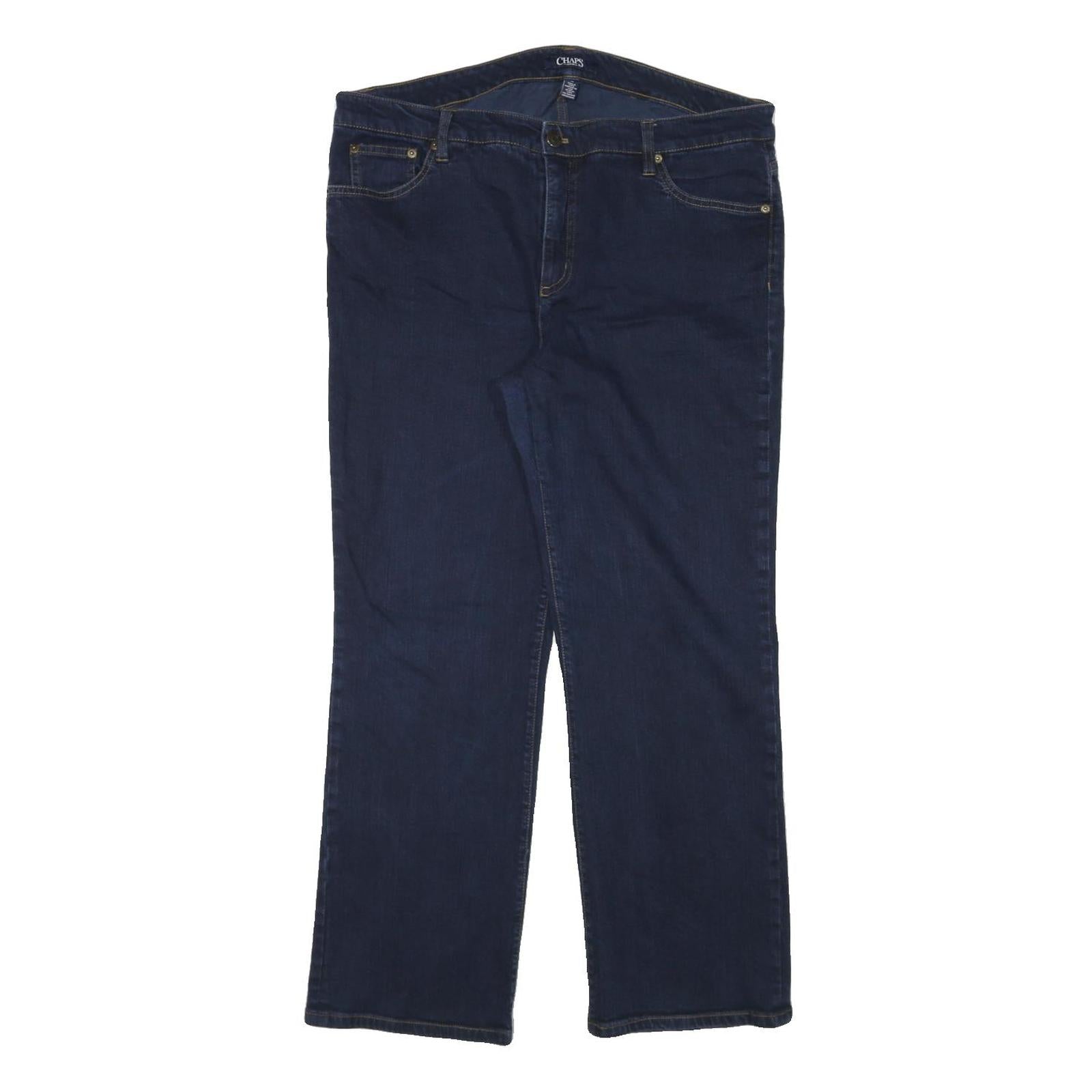 CHAPS Womens Jeans Blue Regular Straight Denim Dark W36 L28 Classic Zip