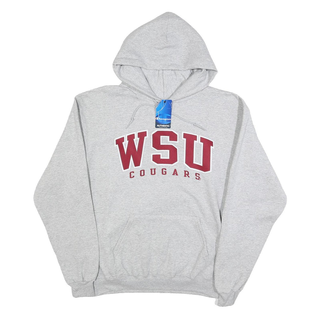 CHAMPION Mens Grey WSU Cougars Pullover Hoodie L Cotton Blend Comfort