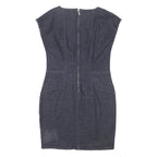 PHASE EIGHT Womens Blue Denim Shift Cotton Blend Dress UK 16 Zipper Pockets