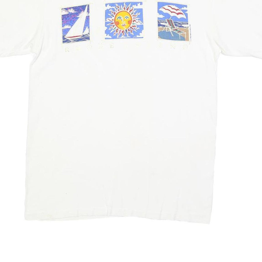 ANVIL Womens White Graphic T-Shirt M Short Sleeve Crew Neck Summer Design