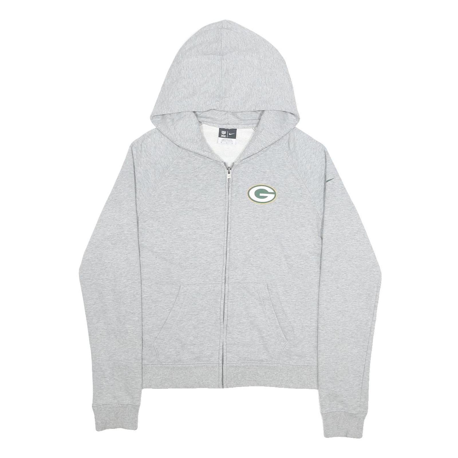 NFL X NIKE Womens Grey Full Zip Hoodie M Green Bay Logo Jacket