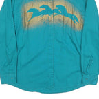 WRANGLER Womens Turquoise Shirt L Cotton Blend Long Sleeve Western Style