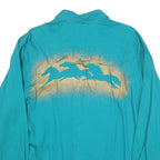 WRANGLER Womens Turquoise Shirt L Cotton Blend Long Sleeve Western Style