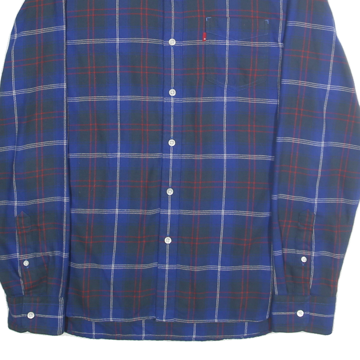 LEVI'S Mens Blue & Red Check Shirt M Casual Cotton Button-Down Long Sleeve