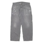 CARHARTT Mens Cotton Blend Grey Relaxed Straight Trousers W35 L29 Workwear