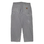CARHARTT Mens Cotton Blend Grey Relaxed Straight Trousers W35 L29 Workwear