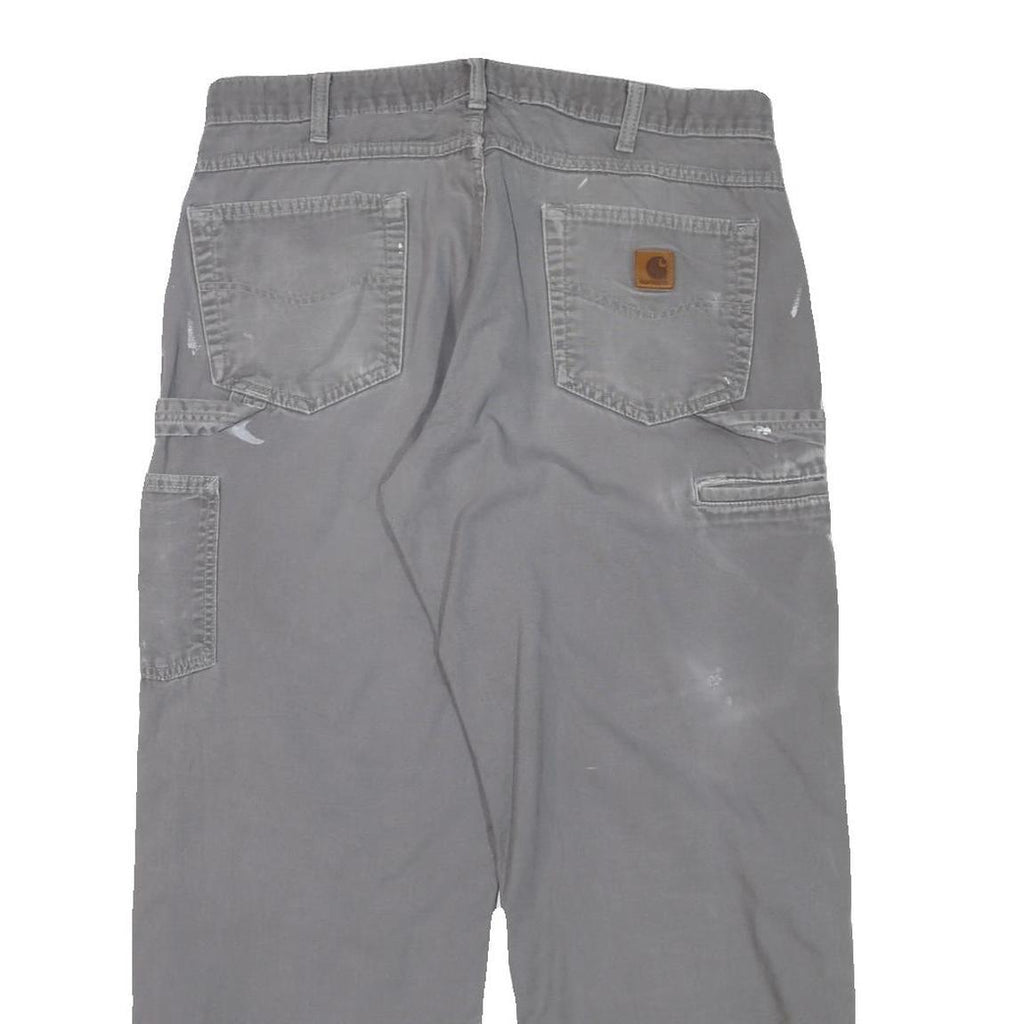 CARHARTT Mens Cotton Blend Grey Relaxed Straight Trousers W35 L29 Workwear