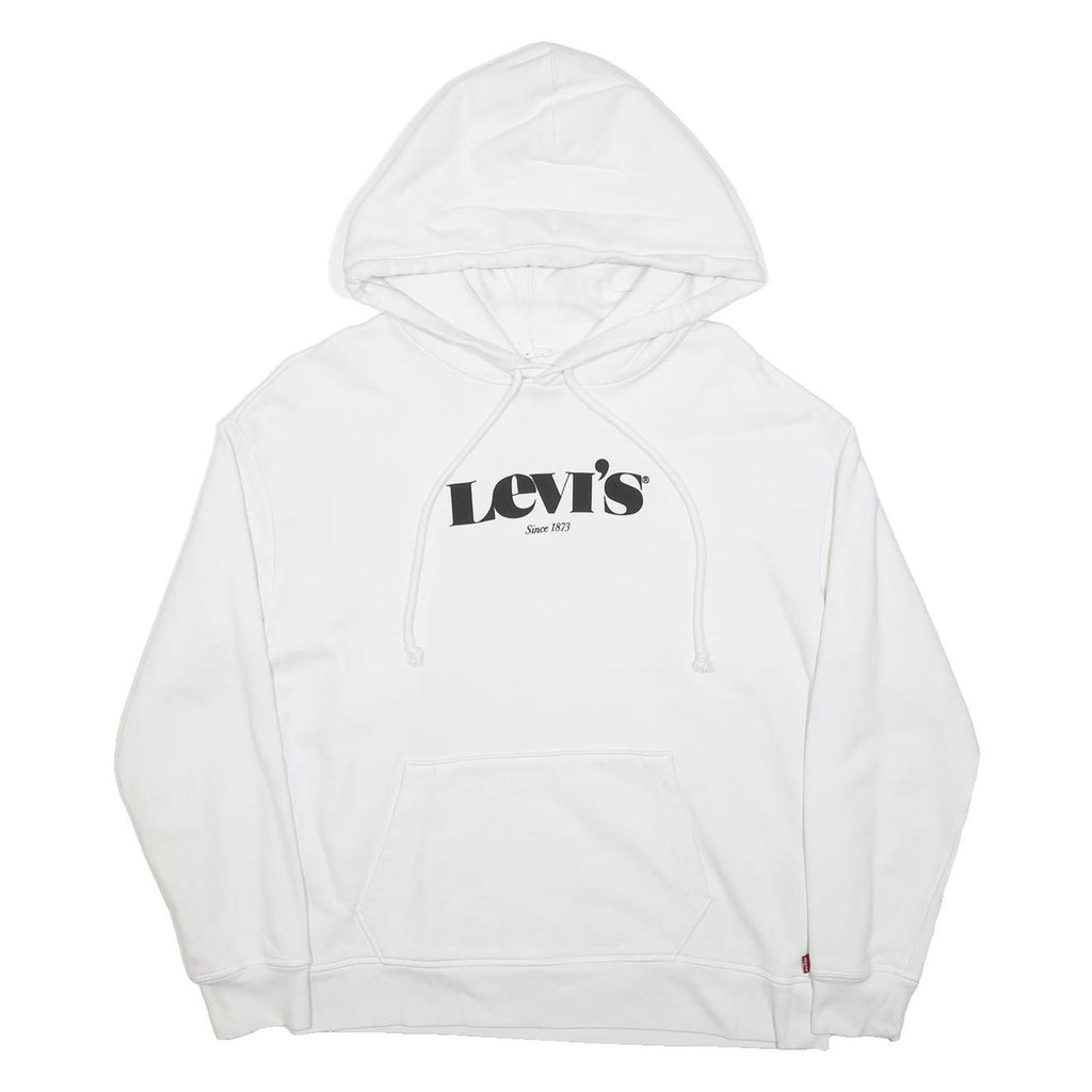 LEVI'S Womens White Cotton Hoodie S Classic Logo Pullover Sweatshirt