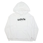 LEVI'S Womens White Cotton Hoodie S Classic Logo Pullover Sweatshirt