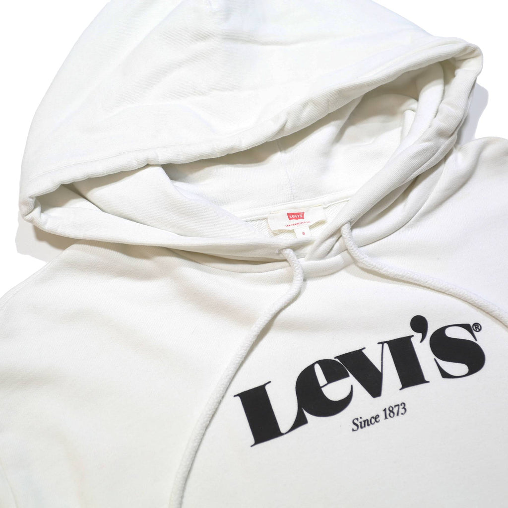 LEVI'S Womens White Cotton Hoodie S Classic Logo Pullover Sweatshirt