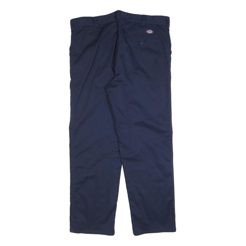 DICKIES Lined Mens Regular Navy Blue Cotton Blend Trousers W40 L32 Workwear Zip