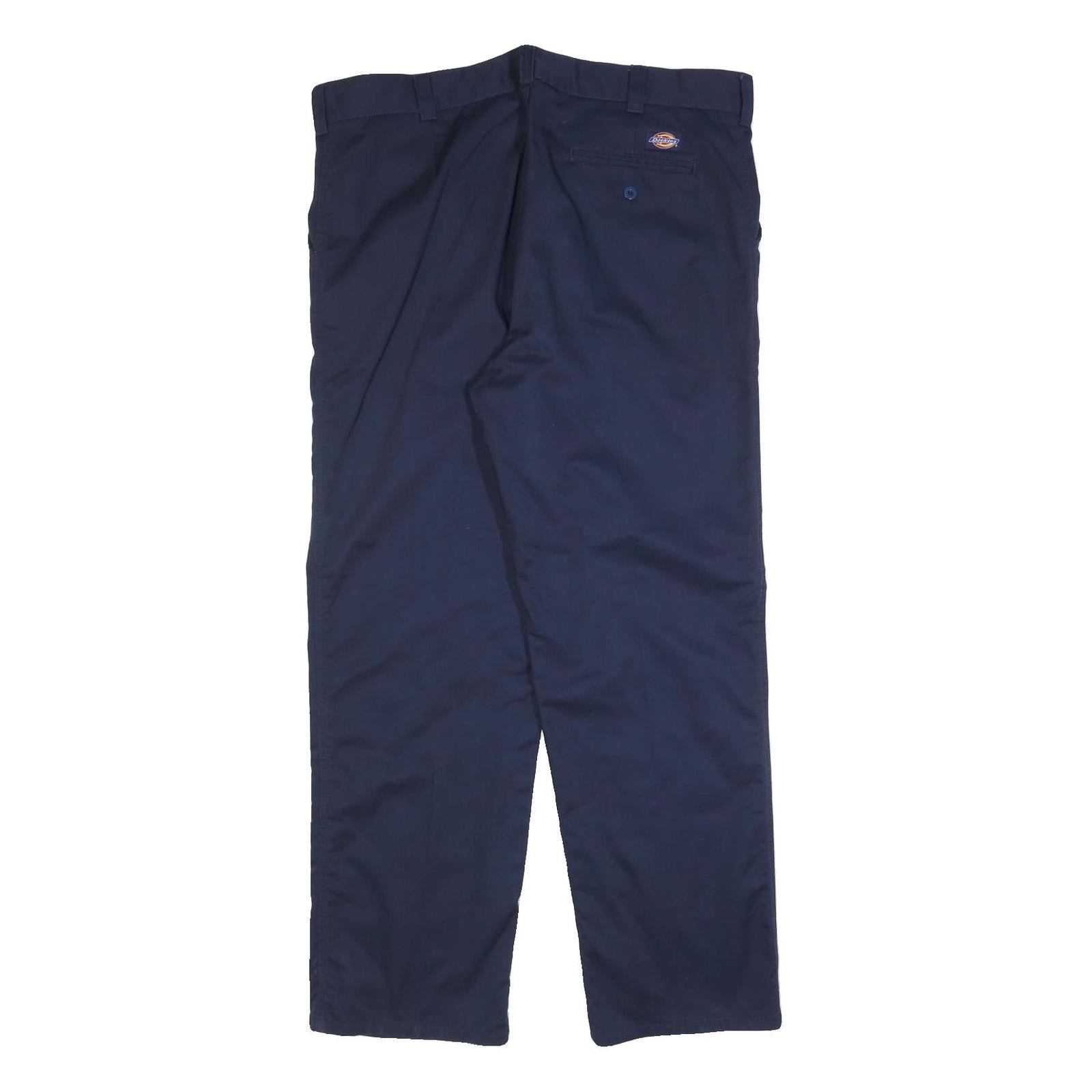 DICKIES Lined Mens Regular Navy Blue Cotton Blend Trousers W40 L32 Workwear Zip
