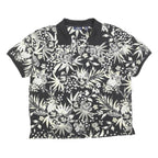 CB CASUAL Womens Black & Cream Floral Short Sleeve Polo Shirt XL Casual Cotton