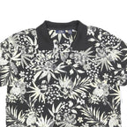CB CASUAL Womens Black & Cream Floral Short Sleeve Polo Shirt XL Casual Cotton