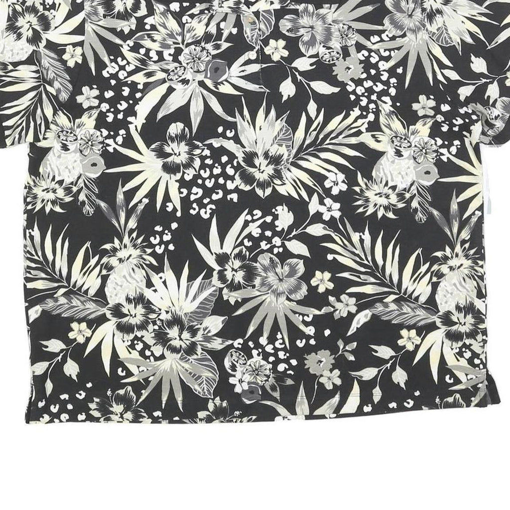 CB CASUAL Womens Black & Cream Floral Short Sleeve Polo Shirt XL Casual Cotton