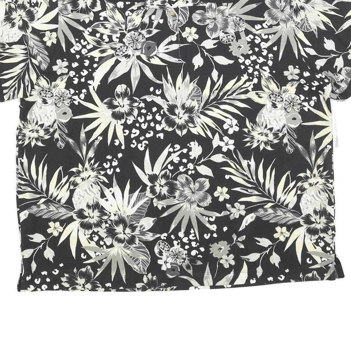 CB CASUAL Womens Black & Cream Floral Short Sleeve Polo Shirt XL Casual Cotton