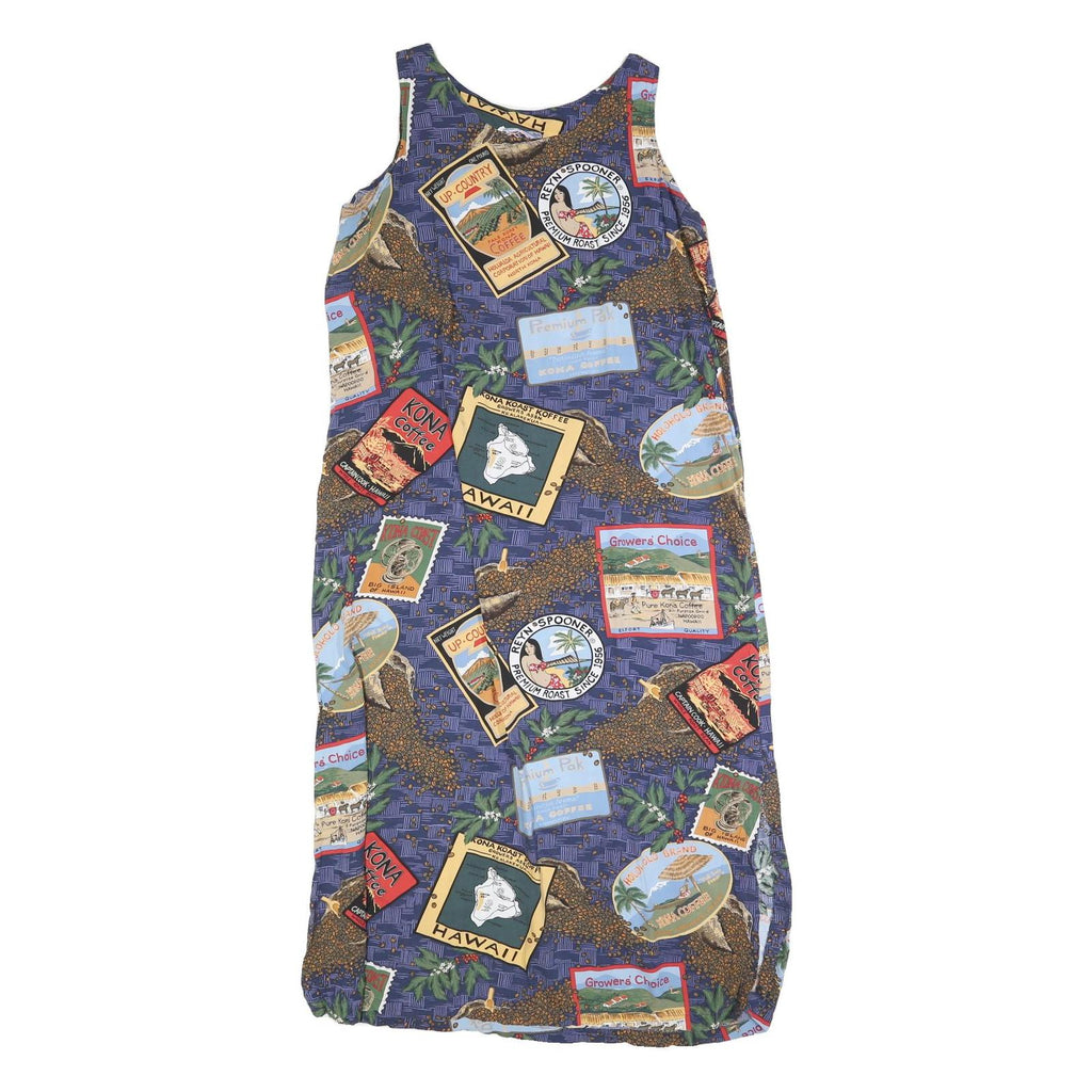 REYN SPOONER Womens Blue Hawaiian Print Sleeveless Maxi Cotton Blend Dress L