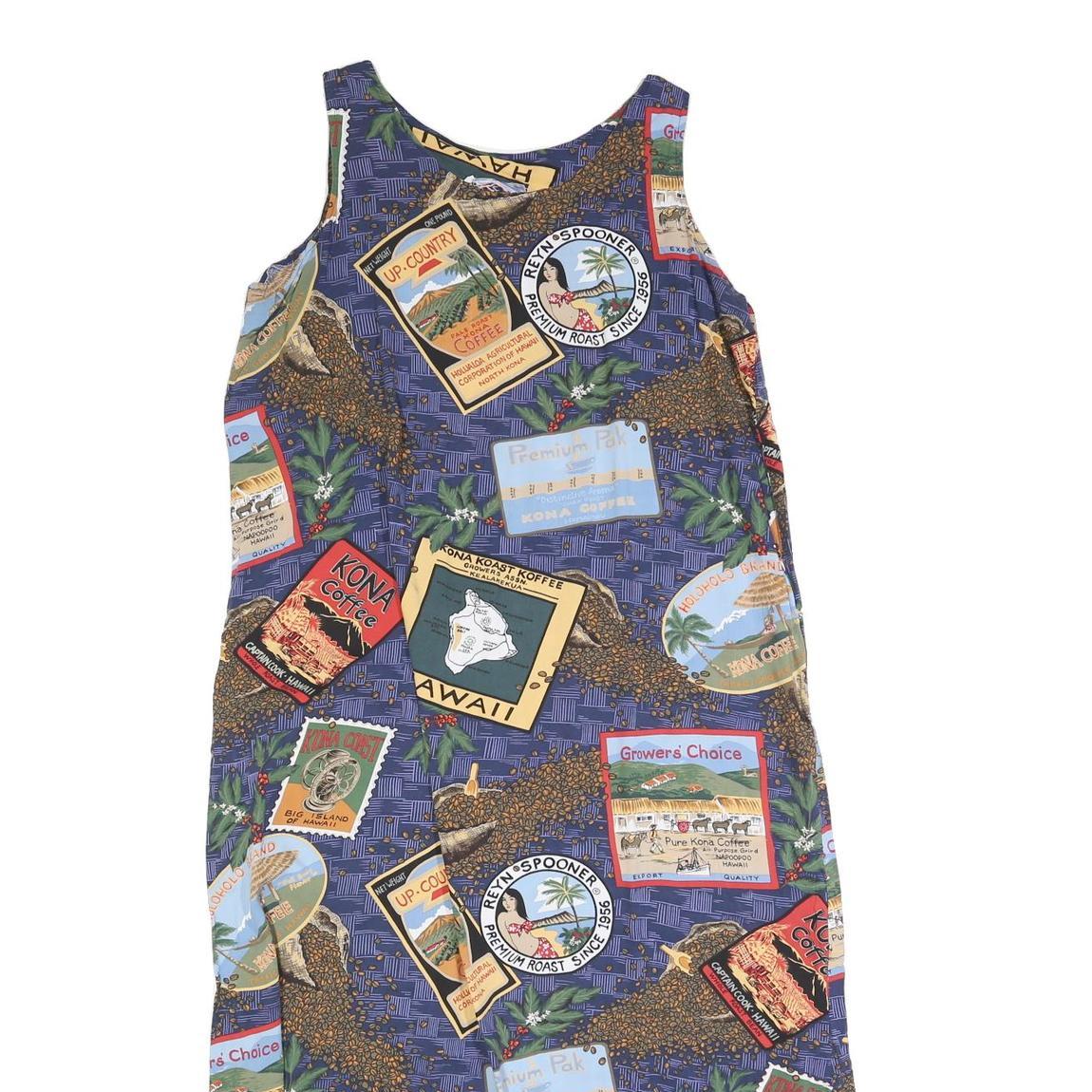 REYN SPOONER Womens Blue Hawaiian Print Sleeveless Maxi Cotton Blend Dress L