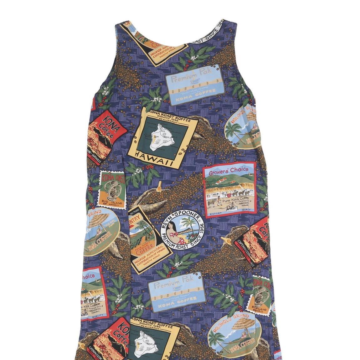 REYN SPOONER Womens Blue Hawaiian Print Sleeveless Maxi Cotton Blend Dress L