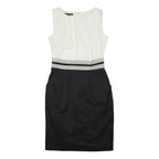 LAURA ASHLEY Womens Cream & Black Sleeveless Day Woven Plain Knee Length UK 10