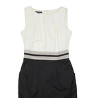 LAURA ASHLEY Womens Cream & Black Sleeveless Day Woven Plain Knee Length UK 10