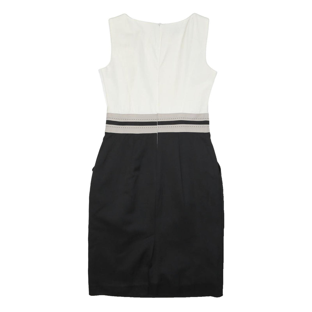 LAURA ASHLEY Womens Cream & Black Sleeveless Day Woven Plain Knee Length UK 10