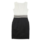 LAURA ASHLEY Womens Cream & Black Sleeveless Day Woven Plain Knee Length UK 10