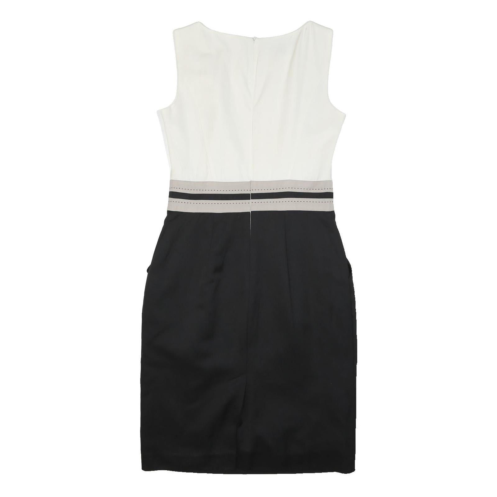 LAURA ASHLEY Womens Cream & Black Sleeveless Day Woven Plain Knee Length UK 10