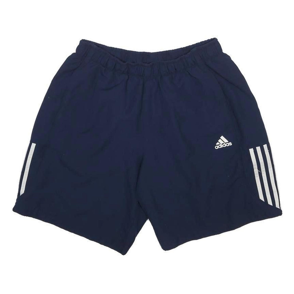 ADIDAS Mens Navy Blue Casual Sports Shorts L W28 Polyester Elastic Waist