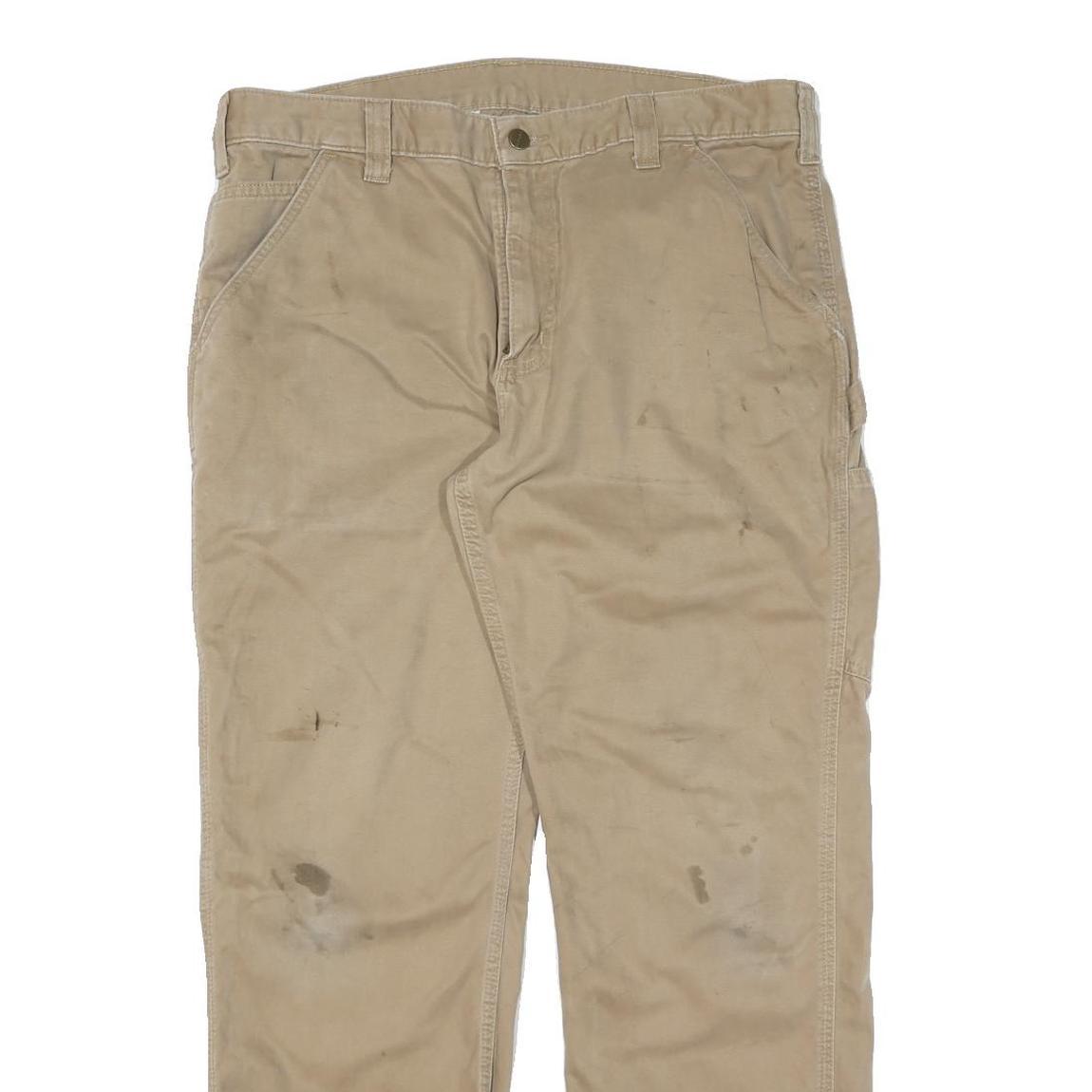 CARHARTT Mens Cotton Beige Regular Fit Straight Leg Trousers W36 L30 Workwear