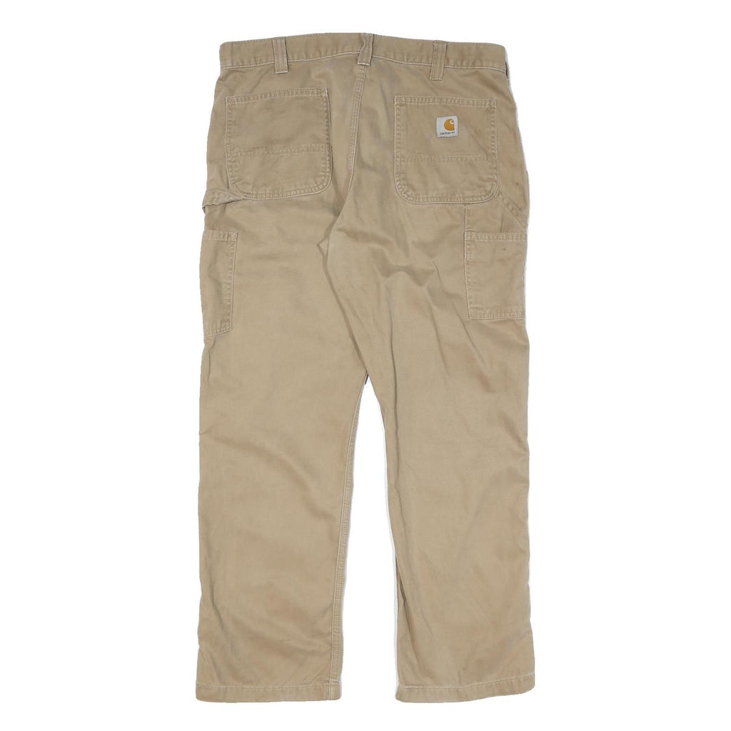 CARHARTT Mens Cotton Beige Regular Fit Straight Leg Trousers W36 L30 Workwear