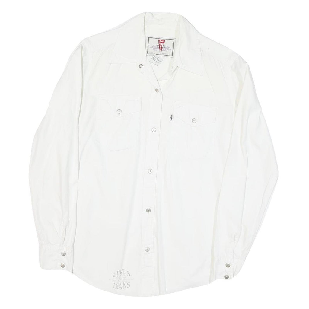 LEVI'S Womens White Button Shirt S Cotton Blend Casual Classic Fit Long Sleeve