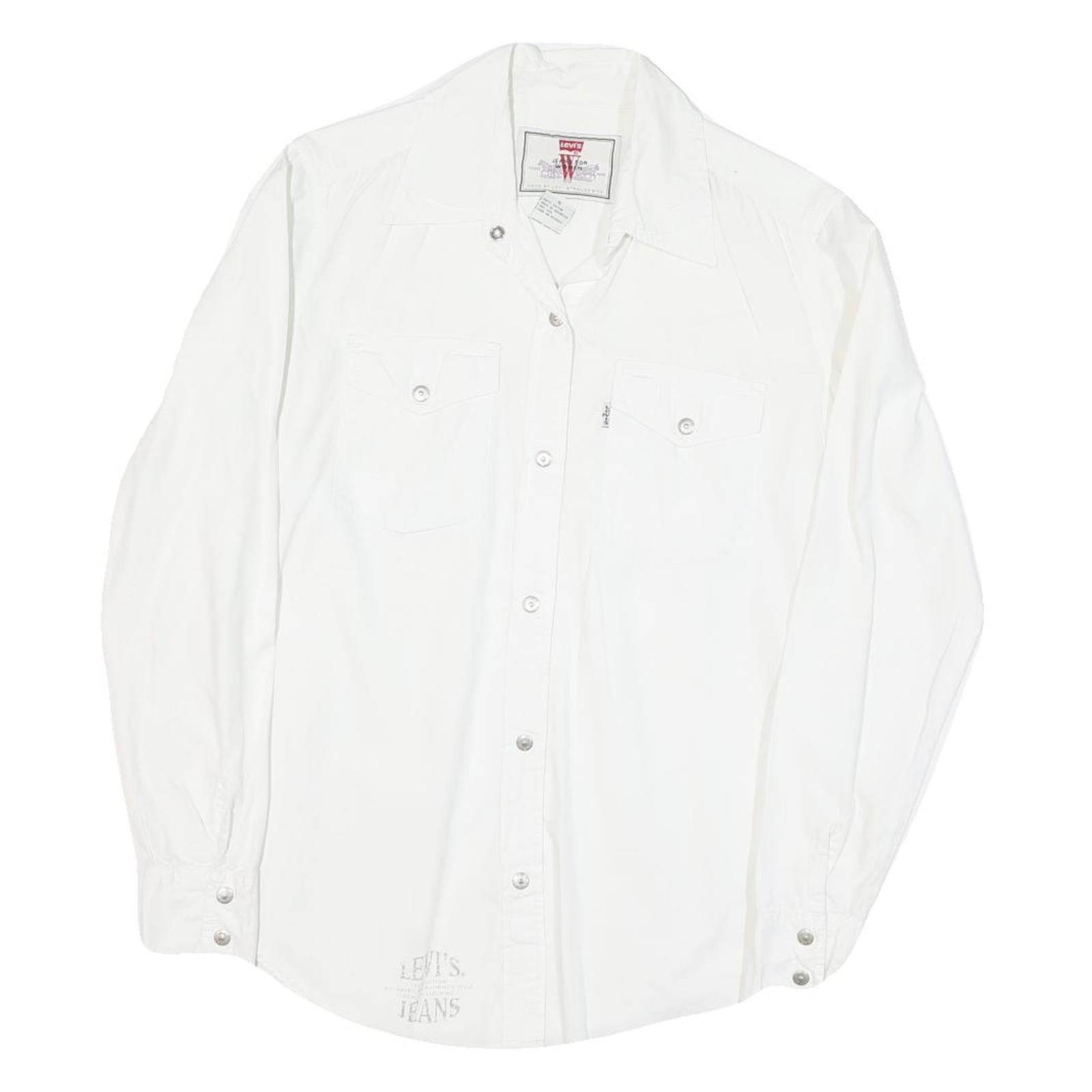 LEVI'S Womens White Button Shirt S Cotton Blend Casual Classic Fit Long Sleeve