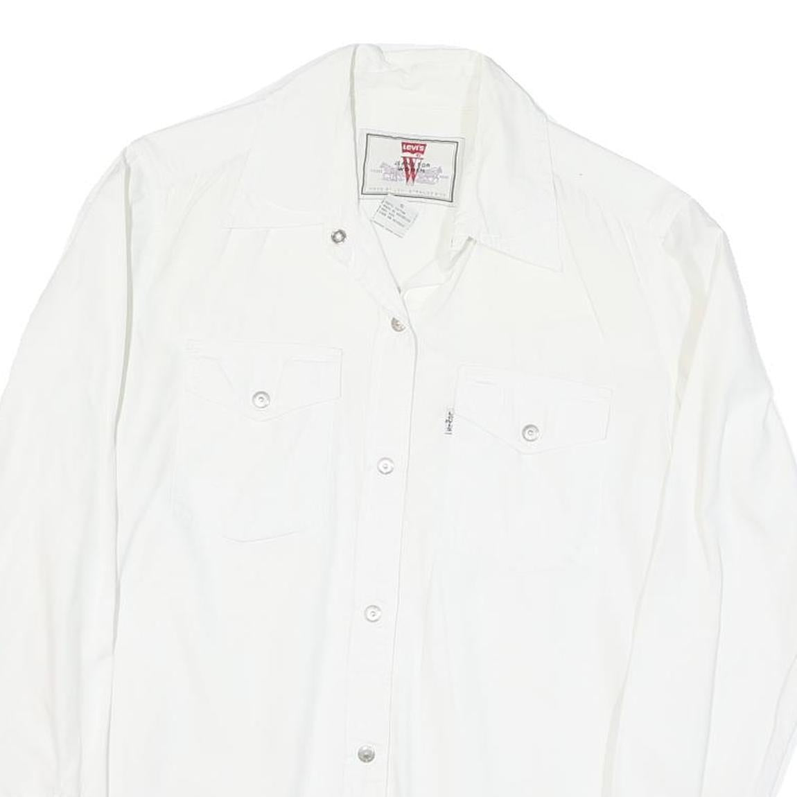 LEVI'S Womens White Button Shirt S Cotton Blend Casual Classic Fit Long Sleeve