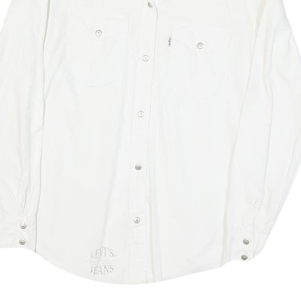 LEVI'S Womens White Button Shirt S Cotton Blend Casual Classic Fit Long Sleeve