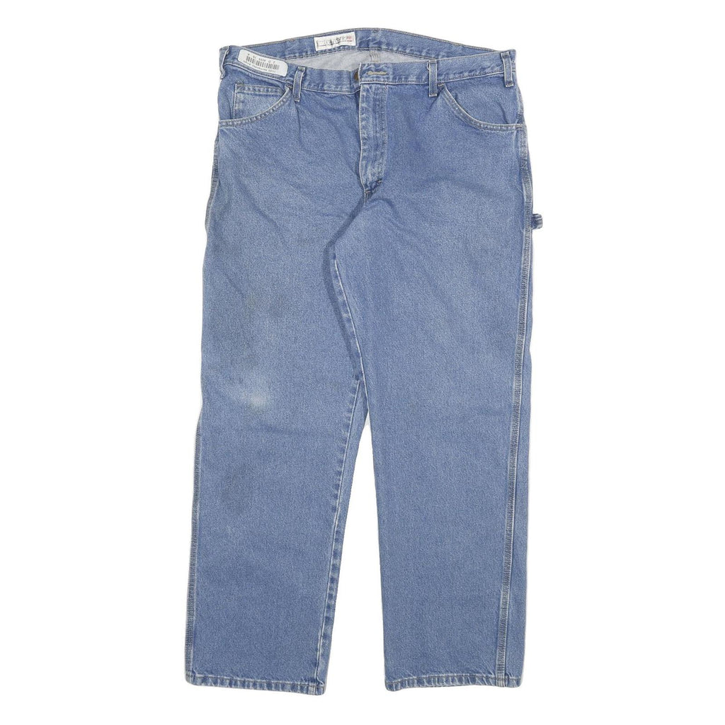 DICKIES Mens Relaxed Blue Denim Rinse W36 L29 Workwear Straight Leg Zip Jeans