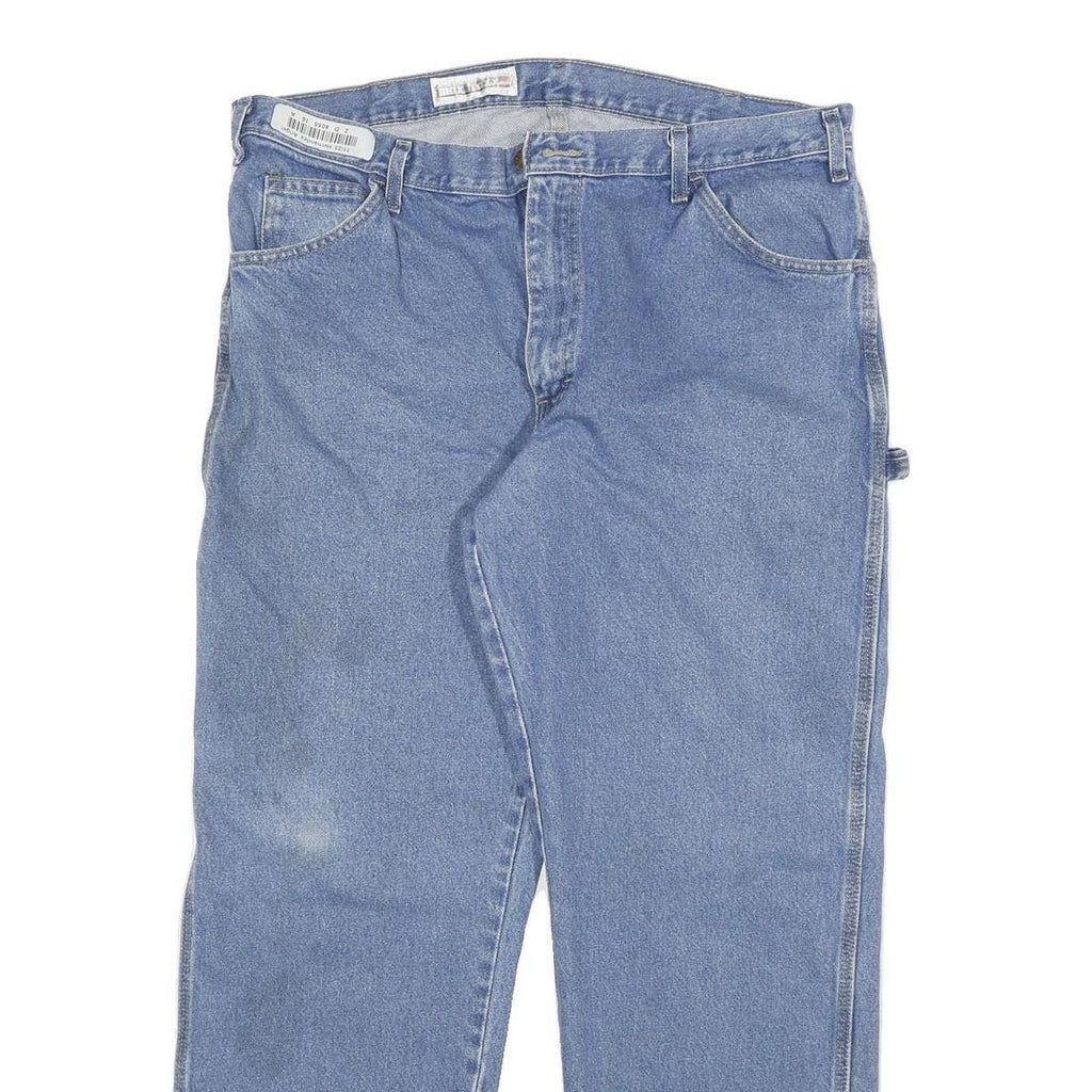 DICKIES Mens Relaxed Blue Denim Rinse W36 L29 Workwear Straight Leg Zip Jeans