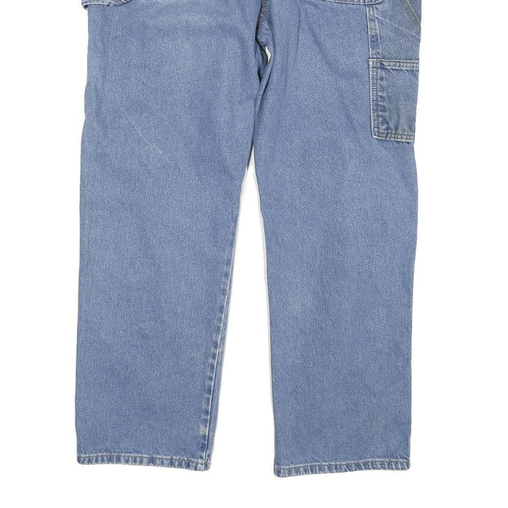 DICKIES Mens Relaxed Blue Denim Rinse W36 L29 Workwear Straight Leg Zip Jeans