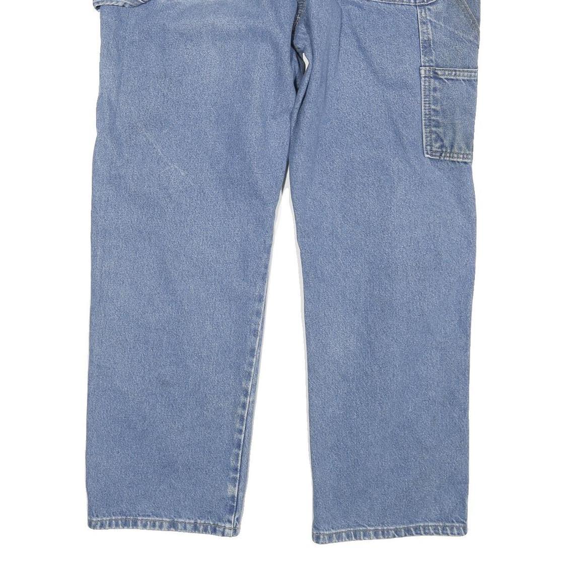 DICKIES Mens Relaxed Blue Denim Rinse W36 L29 Workwear Straight Leg Zip Jeans