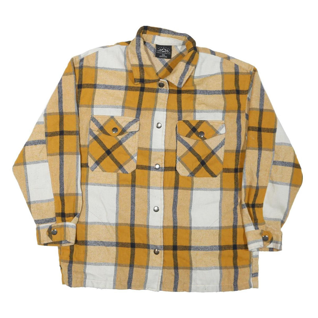 HFX Mens Yellow & White Check Shirt M Long Sleeve Button Closure Cotton Blend